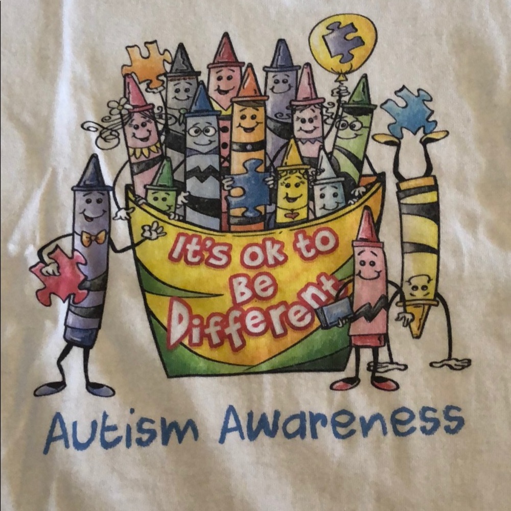 Crayon Autism Awareness V-Neck Shirt XS - Picture 2 of 3